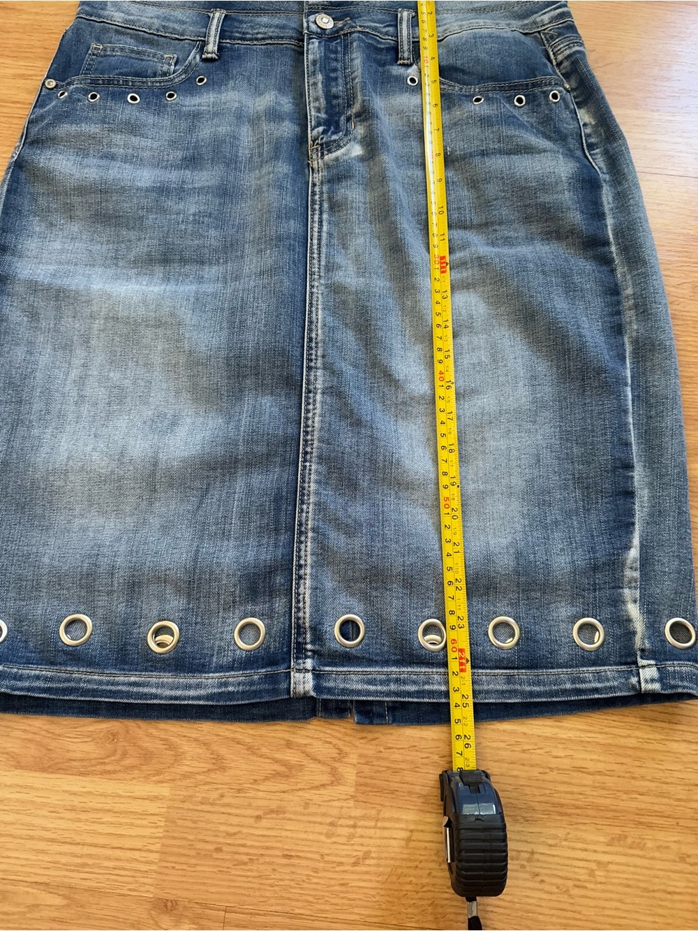 Vintage Hydraulic Nolita Curvy Denim Grommet Skirt 12 - Picture 6 of 6